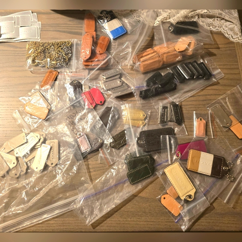 Bulk listing of coach tags, wristlet straps, boxes, ribbon and stickers